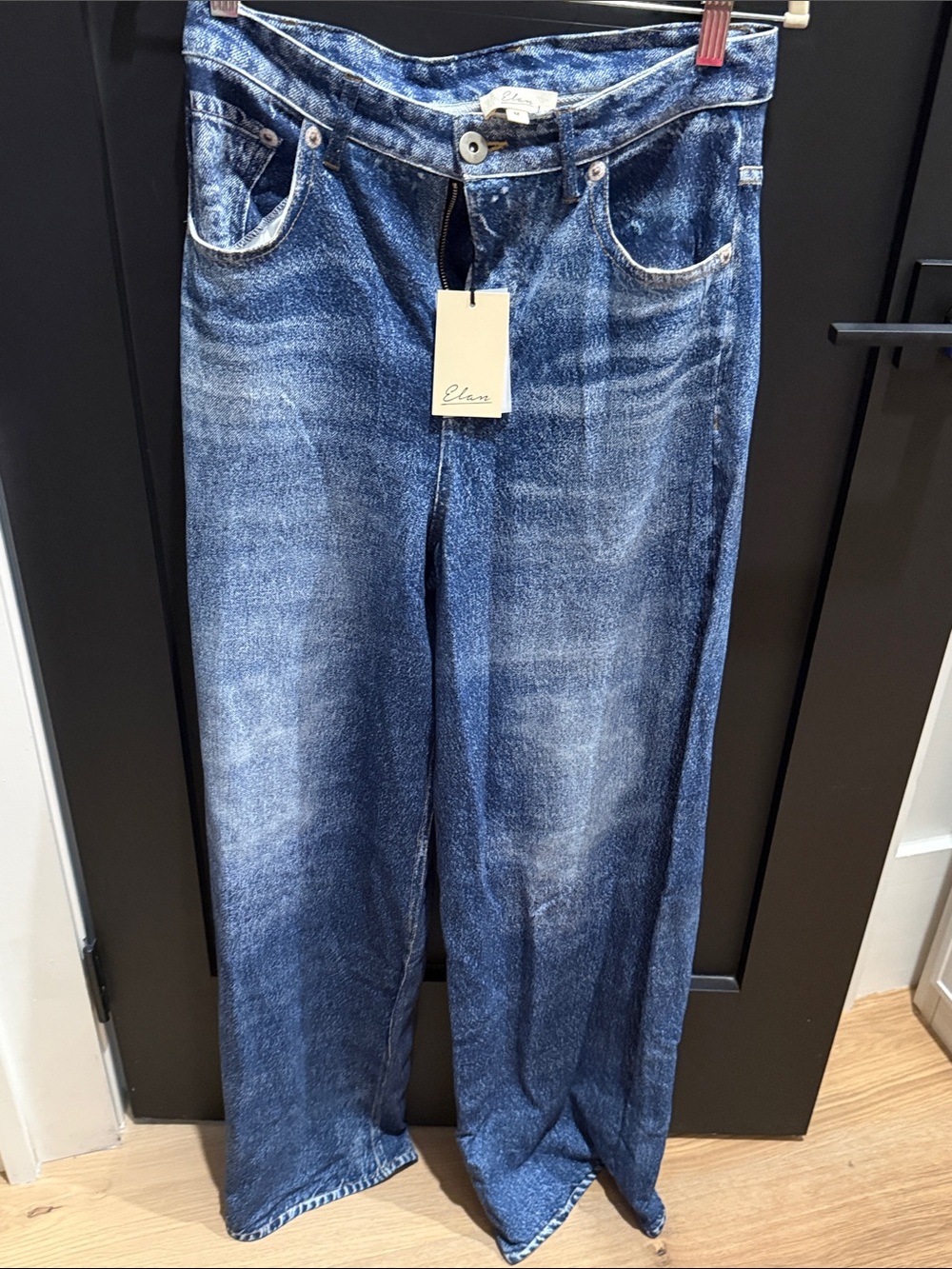 Elan Women's Faded Blue Relaxed Wide-Leg Jeans
